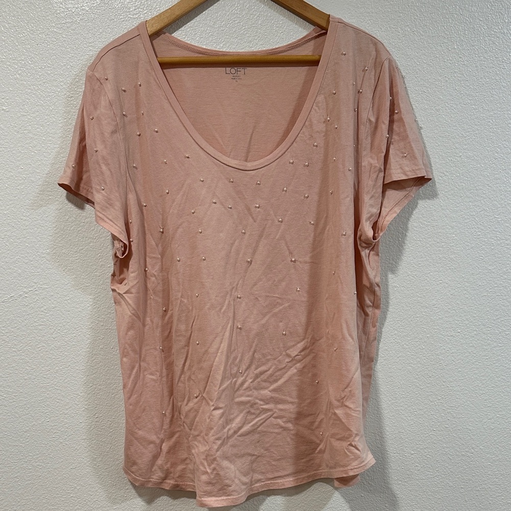 LOFT Women's Blush Beaded Pearl Tee